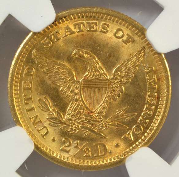 Super Gem BU 1905 US $2.50 Liberty Gold Piece. NGC MS65