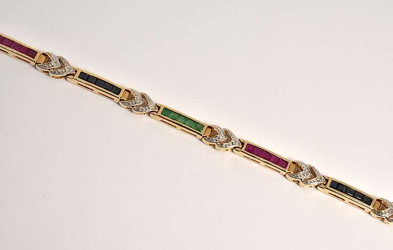 Colorful Ruby, Emerald, & Sapphire Bracelet