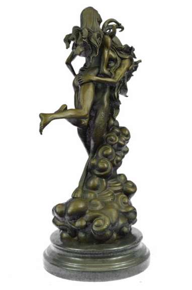 Devil With Nude Girl Bronze Sculpture
