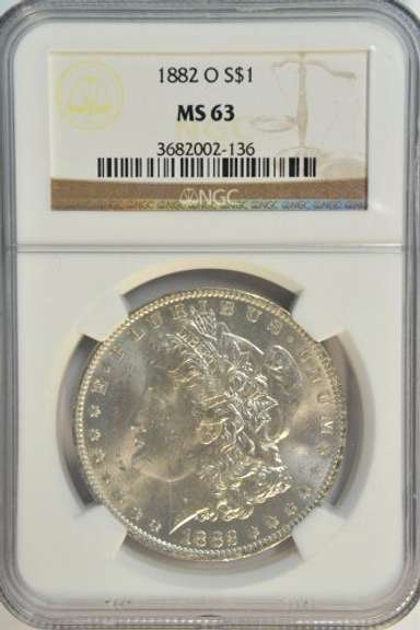 Super Choice BU 1882-O Morgan Silver Dollar. NGC MS63