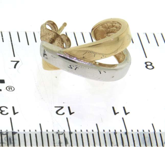 Beautiful Two Tone High Polish Bypass Earrings