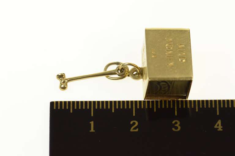 14K Yellow Gold Mad Money Cash In Case of Emergency Box Charm/Pendant