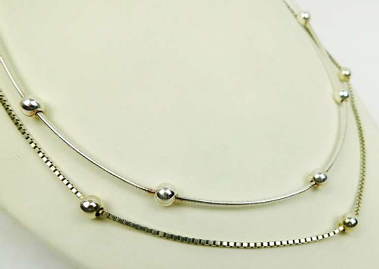 2 Sterling Silver Stationary Bead Necklaces