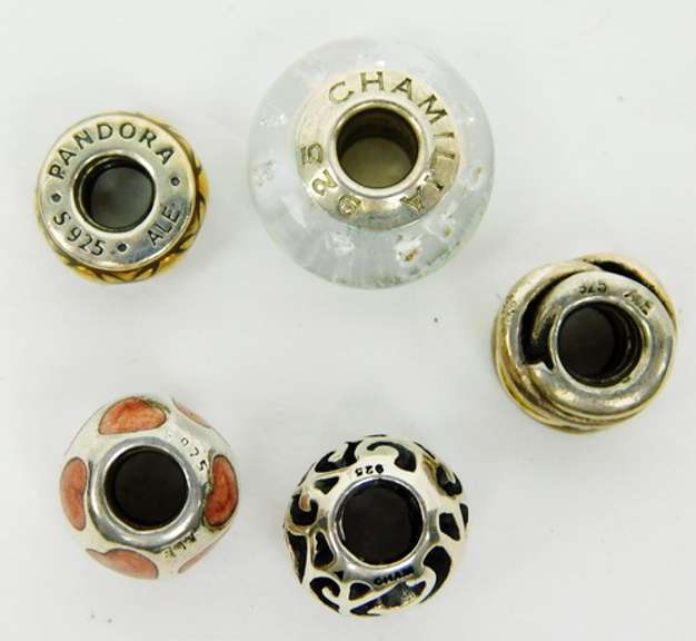 5 Sterling Pandora & Chamilla Bead Charms