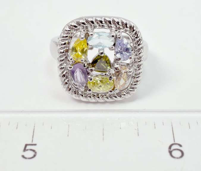 Multi-Gem Sterling Silver Ring