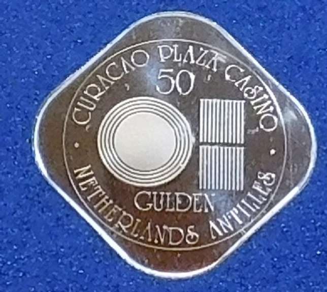 Franklin Mint: Sterling Sil Casino Chip, 50 Guilden, Curacao