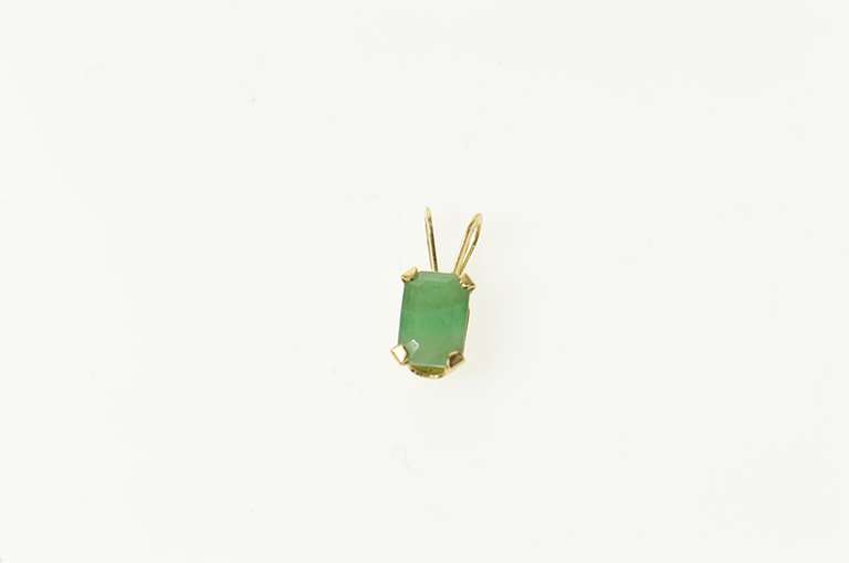 Gold Filled Emerald Cut Emerald Solitaire Simple Pendant