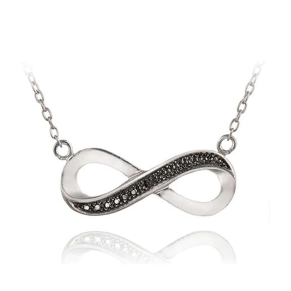 Sterling Silver Black Diamond Accent Infinity Necklace, 18"