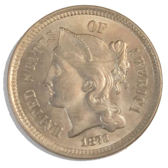 Sharp BU 1873 1873 Open 3 3 Cent Nickel