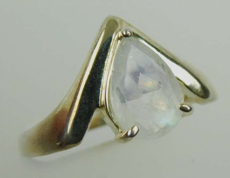 Sterling Silver Moonstone Ring, Size 8.75