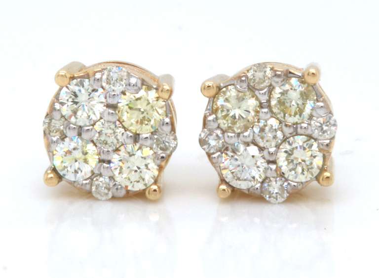 Brilliant Yellow Gold Diamond Earrings