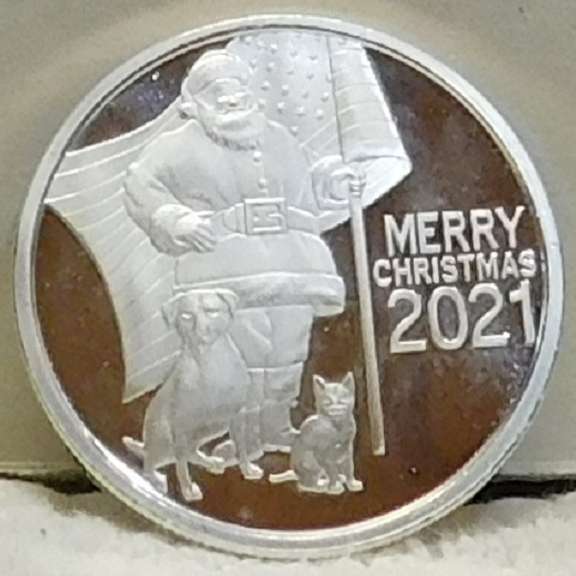 Christmas 2021 Silver Round 1 Oz - Santa