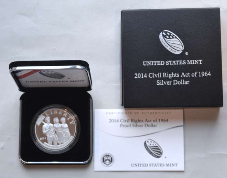 2014 Civil Rights Act of 1964 Proof Silver Dollar.