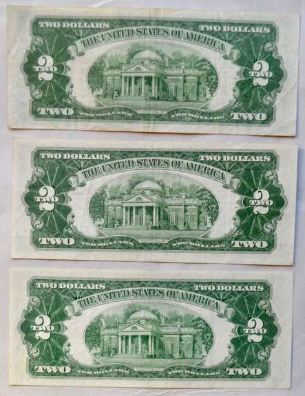 3 Clean 1953 1953 A $2 Red Seal Star US Notes