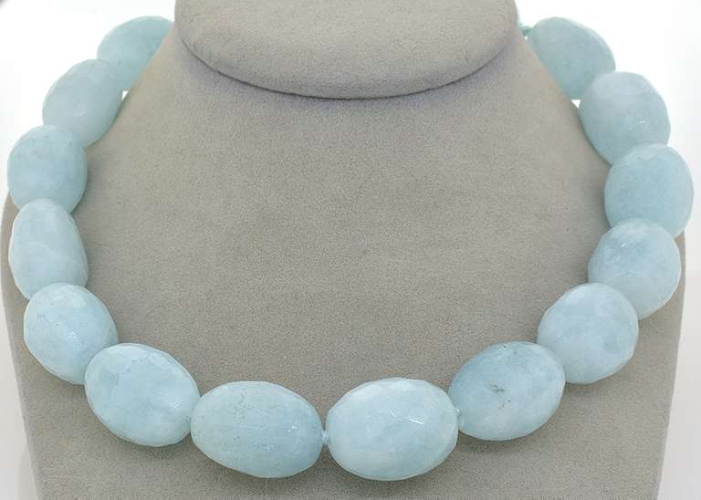 Amazing 1005.5CTW Beaded Aquamarine Necklace w/ Sterling Silver Clasp
