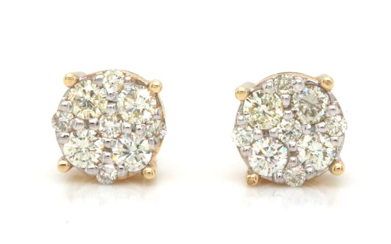 Brilliant Yellow Gold Diamond Earrings