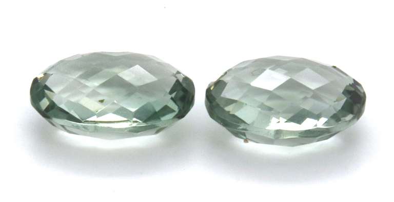 Beautiful Pair of Oval Cut Green Amethyst Gemstones, 18.28ct