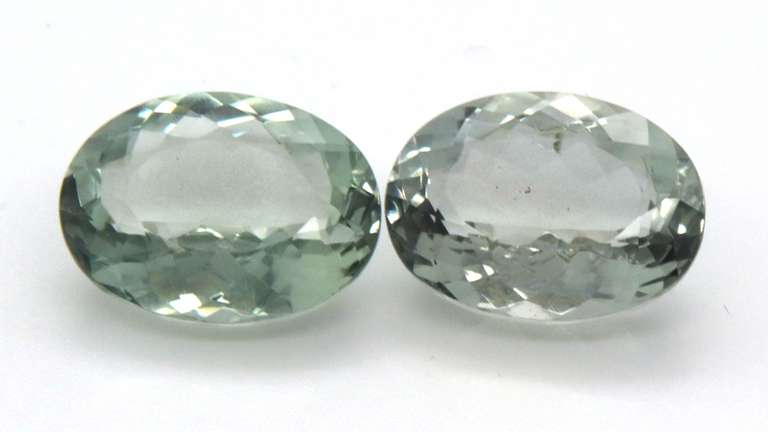 Elegant Pair of Oval Cut Green Amethyst Gemstones, 23cts