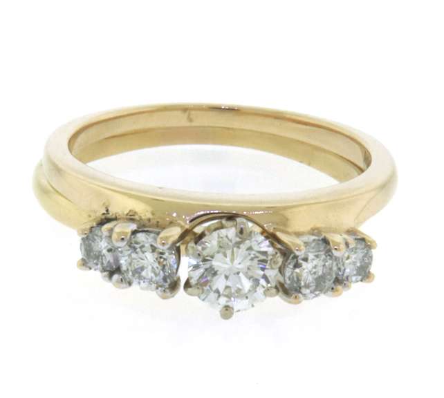 Dazzling Yellow Gold 1cts Diamond Wrap Wedding Set