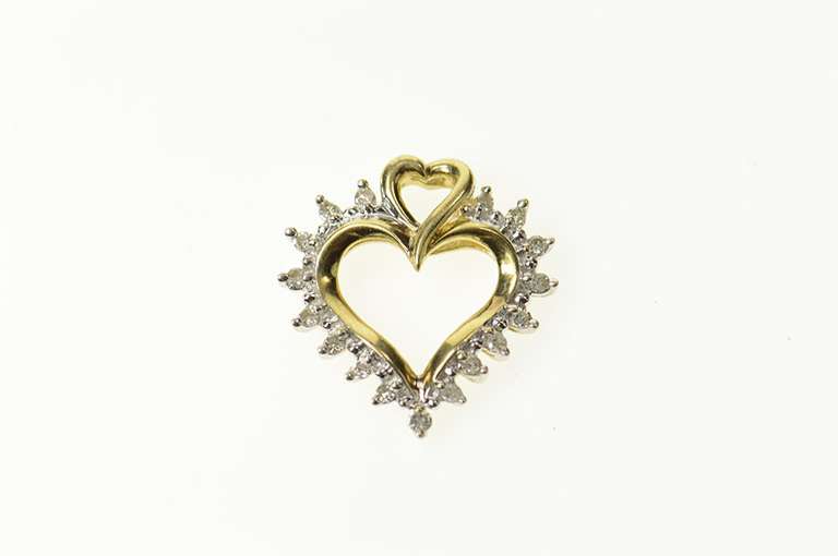 10K Yellow Gold Classic Diamond Heart Love Symbol Pendant