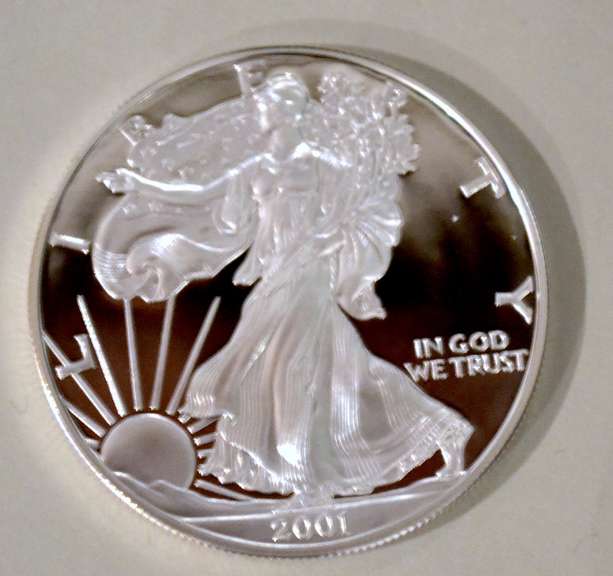 2001 W  Proof  Silver Eagle W Box And Paper