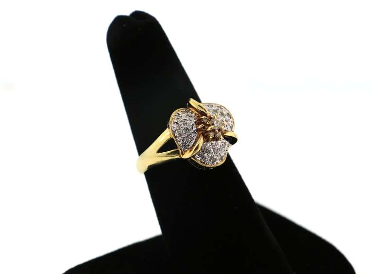 Pretty 14kt Yellow Gold Pavé Diamond Ring