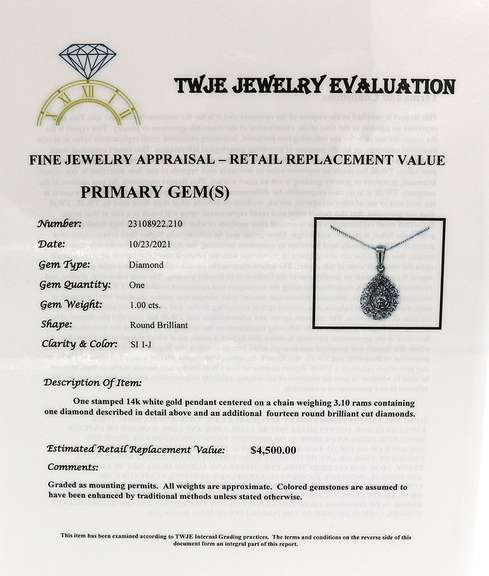 Fabulous RBC Diamond in Pear Shaped Diamond Pendant on Chain