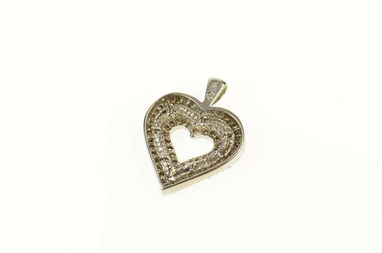 14K White Gold Diamond Encrusted Heart Love Symbol Pendant
