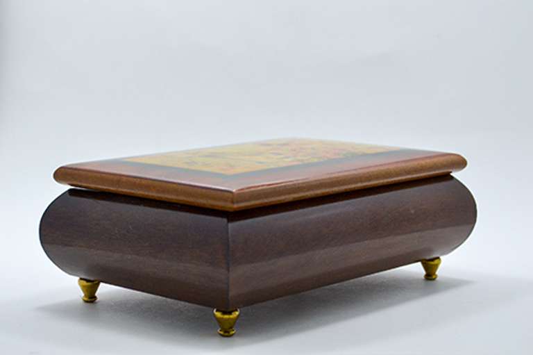 Vintage Italian Lacquered Hand Crafted Jewelry Trinket Box With Floral Design