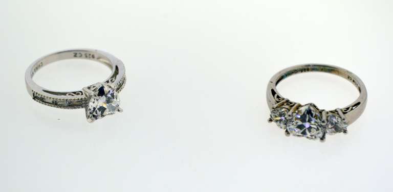 Sterling Silver Two Heart Shape CZ Rings