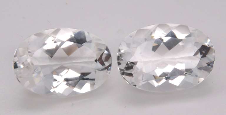 Great Pair of Oval Cut Clear Quartz Gemstones, 43.50cts!