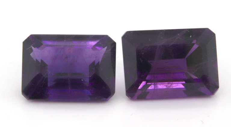 Charming Pair of Emerald Cut Amethyst Gemstones, 32.36cts