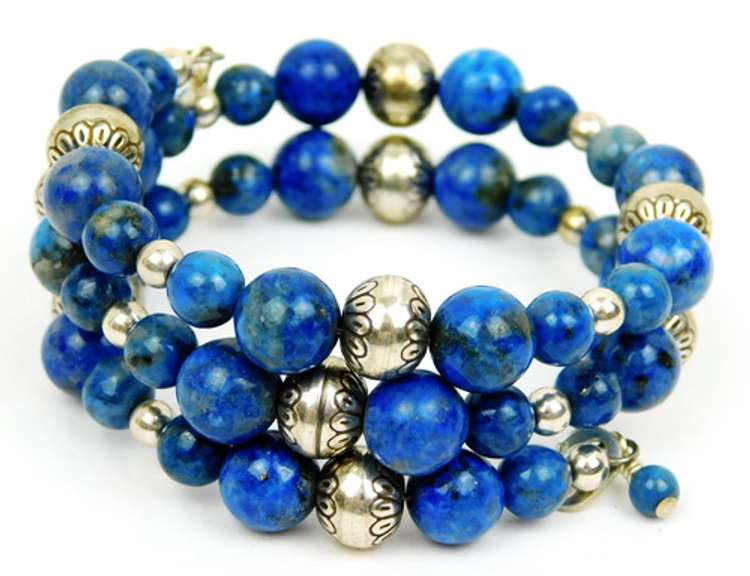 Carolyn Pollack Lapis & Sterling Beads Bracelet