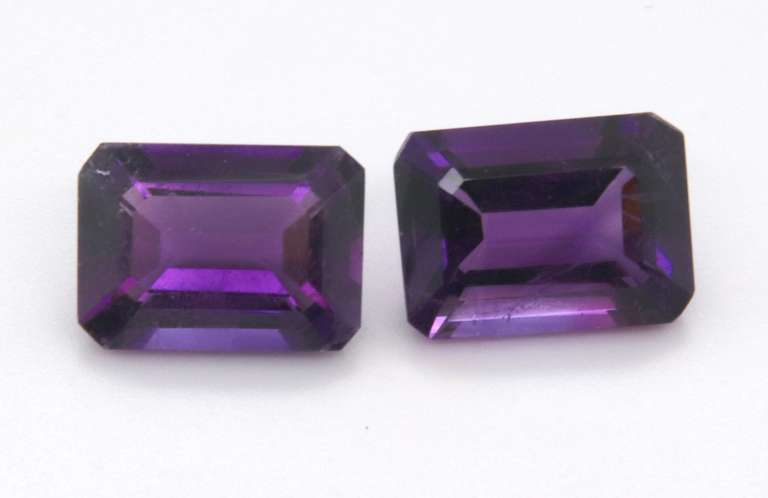 Charming Pair of Emerald Cut Amethyst Stones, 13.25ct