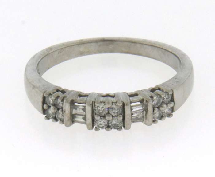 Dazzling White Gold Baguette and Round Diamond Band
