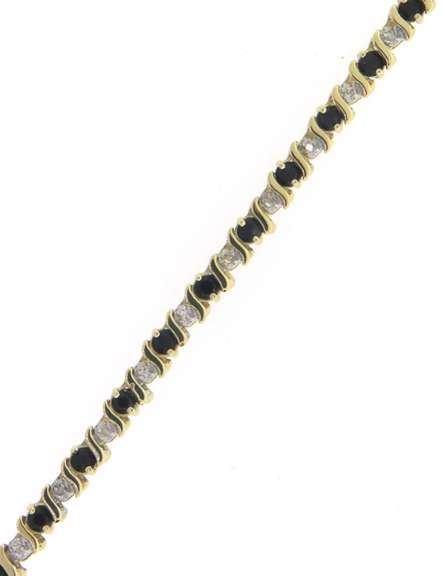 Gorgeous Yellow Gold Sapphire & Diamond S Link Bracelet