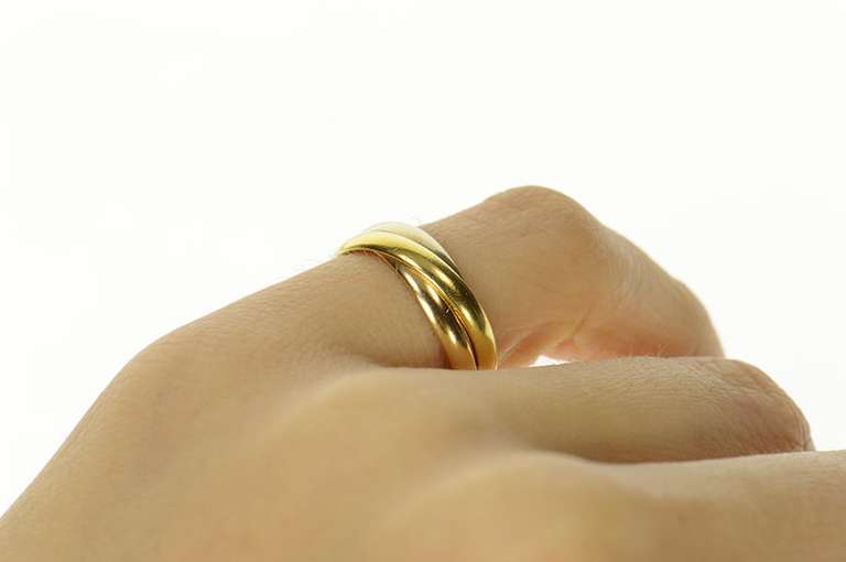 18K Yellow Gold Cartier Trinity Rolling Three Band Designer Ring