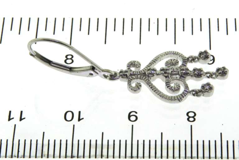 Fabulous White Gold Art Deco Diamond Dangle Earrings