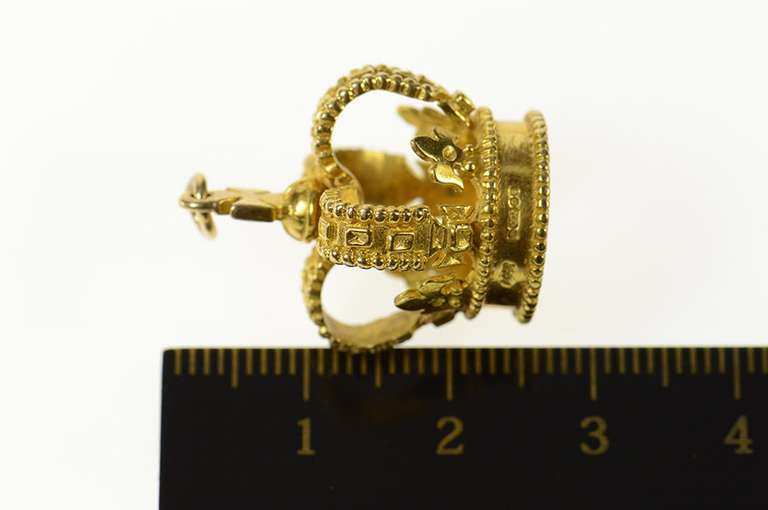 9K Yellow Gold 3D Crown Royalty Symbol Ornate King Queen Charm/Pendant