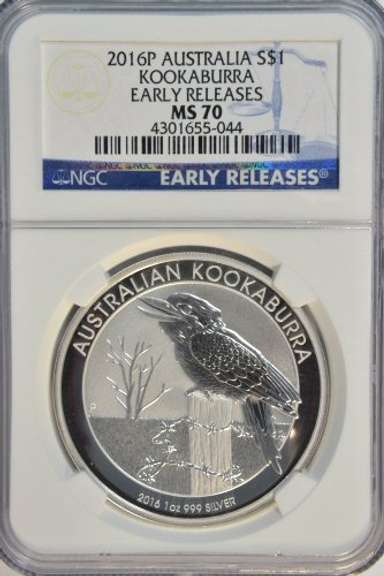 Perfect 2016P Australia $1 Kookaburra $1. NGC MS70 ER