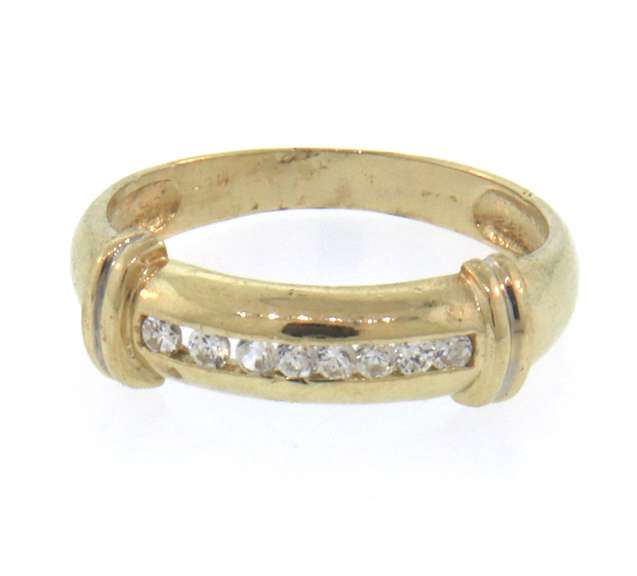 14k yellow gold diamond channel set band ring