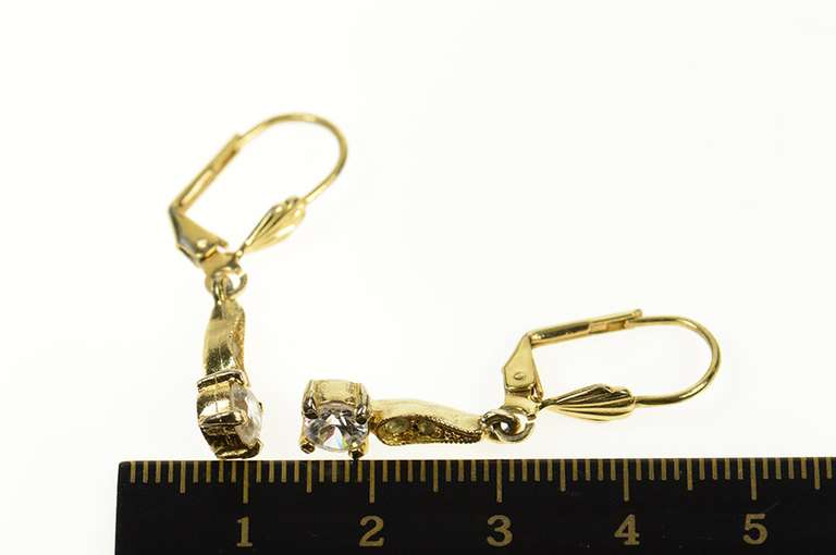 Base Metal Round Cubic Zirconia Dangle Drop Statement Earrings