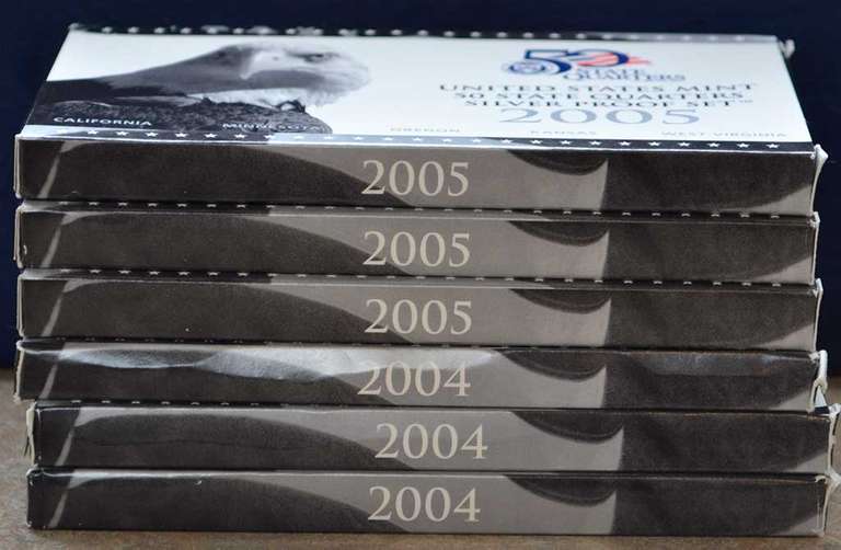 United States Mint 50 State Quarters Silver Proof Sets 2004-2005 3 Of Each