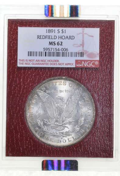 MS62 1891-S Morgan Silver Dollar - Redfield Hoard - Graded NGC