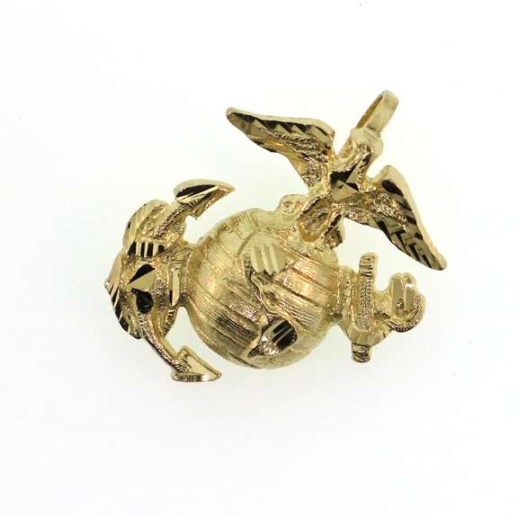 Great Solid 14kt Yellow Gold United States Marines Pendant