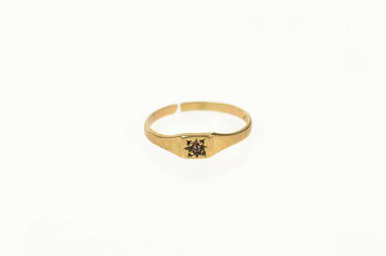 10K Yellow Gold Victorian Sim. Ruby Child's Ornate Baby Ring