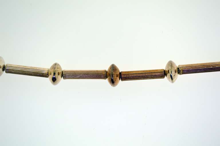 Fine Silver Bar And Flat Beads Chain