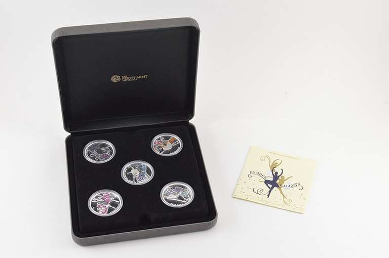 2010 Tuvalu $ Famous Ballets 1 Oz Silver Proof Coin 5 Coin Set - Box