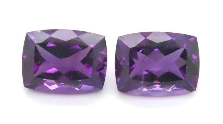 Delightful Pair of 22.99ct Emerald Cut Amethyst Gemstones