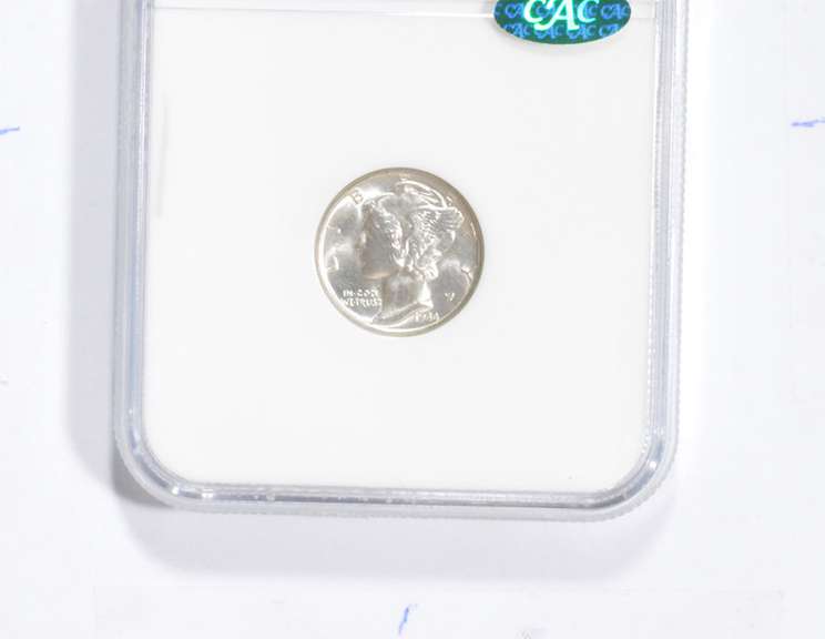 MS67 FB 1944-D Mercury Silver Dime - CAC - Graded NGC